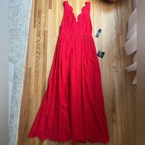 New Lulus red eyelet maxi dress